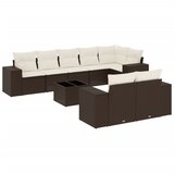 Maison Chic Seti vrtnega pohištva - Vrtna garnitura - Vrtni pohištvo set 9-delna z blazinami rjava poli ratan, (21798644) | Shoptok.si