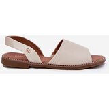 EVENTO Women's sandals on flat heel eco leather beige Dereka | Shoptok.si