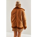 Bianco Lucci Women's Pile Collar Buckled Intermediate Suede Coat | Eponuda.ba