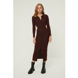 Trendyol claret red rib cutout detailed knitted dress Cene