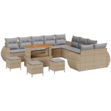 vidaXL 14-dijelni set kauča za vrt s jastučićima bež ratan akacija, 4-dijelni set za vrt s jastučićima bež ratan akacija | shoptok.hr