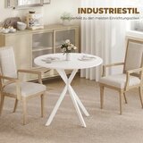 Okrugli kuhinjski stol 80 cm kompaktna ploča iverica metal bijela | shoptok.hr