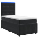 vidaXL LED okvir za krevet s madracem Crna 80 x 200 cm Baršun - Crna 80 x 200 cm Prošiveno gumbima Cijene