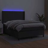  Box spring postelja z vzmetnico LED črna 140x190 cm um. usnje, (20937831) | Shoptok.si