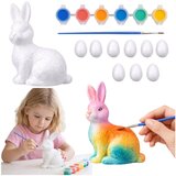  Easter Set Styrofoam Eggs 9pcs Bunny Figurine Paints | Shoptok.si