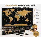  Praskanka zemljevid sveta 82x59 cm z zastavami + dodatki | scratch map darilo za popotnike Cene