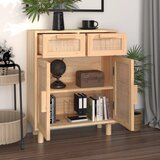  Komoda smeđa 60x30x75 cm masivna borovina i prirodni ratan | shoptok.hr