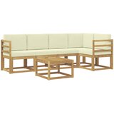  Set vanjskih sofa 6 pcs Bijela i krem Čvrsto drvo akacije | shoptok.hr