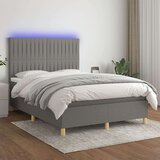  Krevet box spring s madracem LED tamnosivi 140x190 cm tkanina Cijene