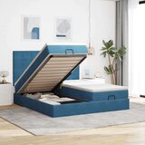 vidaXL Otomanski posteljni okvir z vzmetnicami moder 180x200cm žamet, (21610776) | Shoptok.si