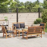  Sjedeća garnitura za vrt 5 kom. Prirodna Čvrsto teak drvo | shoptok.hr