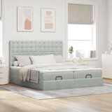 vidaXL Otomanski posteljni okvir z vzmetnicami siv 160x200 cm žamet, (21607128) | Shoptok.si