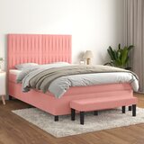  The Living Store Box spring postelja z vzmetnico roza 140x200 cm žamet - Box Spring Postelja, (21450087) Cene