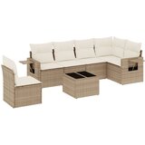 Maison Chic Seti vrtnega pohištva - Vrtna garnitura - Vrtni pohištvo set 7-delna z blazinami bež poli ratan, (21805072) | Shoptok.si