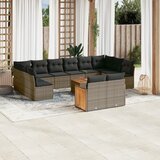 Maison Chic Seti vrtnega pohištva - Vrtna garnitura - Vrtni pohištvo set 13-delna z blazinami siv poli ratan, (21810215) | Shoptok.si