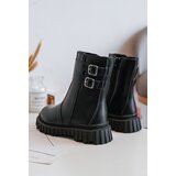 Boto Children's Leather Boots with Buckles Black Chloraia | Shoptok.si