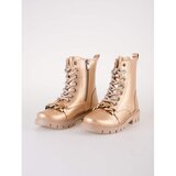 SHELOVET Gold girls' leather ankle boots with chain Cene'.'