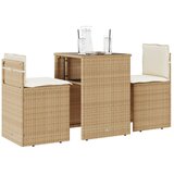  3-dijelni bistro set s jastucima bež od poliratana | shoptok.hr
