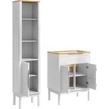  Set namještaja za kupaonicu 2 pcs Bijelo Čvrsto borovo drvo | shoptok.hr