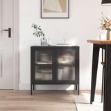  Komoda crna 70 x 35 x 70 cm od stakla i čelika Cijene