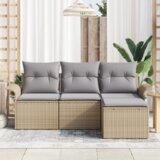  4-delni vrtni kavč set z blazinami Bež Poli ratan | Shoptok.si