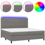  Box spring postelja z vzmetnico LED temno siva 200x200 cm blago, (20932076) | Shoptok.si