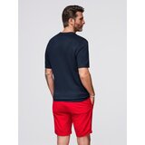 Ombre Men's buttonless polo shirt with classic weave - navy blue | shoptok.hr