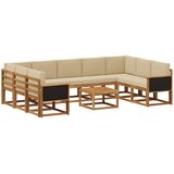 vidaXL Zunanja garnitura za sedenje z blazino 10 pcs Naravna in bež, (5000282102) | Shoptok.si