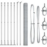 vidaXL Šesterokotna ograja 1.4x10 m cinkano jeklo, Ograj posts z osnovnimi ploščami 7 kos Ø32mm 78.5cm cinkano jeklo | Shoptok.si