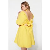 Trendyol curve Yellow Back Detailed Poplin Woven Dress Cene