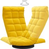 vidaXL Vrtljiv talni stol rumen žamet | Shoptok.si