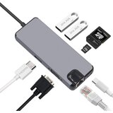 Teracell adapter type c na RJ45 (lan) hdmi vga 2xUSB 3.0 pd sd microsd 7u1 JWD-TC32 | ePonuda.com