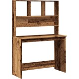 vidaXL Pisalna miza s policami starinski les 102x45x148 cm inž. les | Shoptok.si