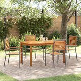  Vrtni set za objed 5 kom. Siva Čvrsto drvo akacije 140 x 80 x 74 cm | Shoptok.si