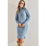 Bianco Lucci Women's Hair Braided Turtleneck Knitwear Dress Cijene