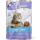 Plaisir sosić za odrasle mačke, pastrmka i račići u sosu, 100g