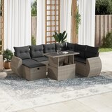 Maison Chic Seti vrtnega pohištva - Vrtna garnitura - Vrtni pohištvo set 8-delna z blazinami sv. siv poli ratan, (21798331) | Shoptok.si