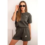 Kesi Włoski Women's punto set with short sleeves and loose shorts khaki | Shoptok.si