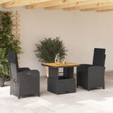 vidaXL 3-dijelni vrtni blagovaonski set s jastucima od poliratana crni | shoptok.hr