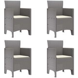  Vrtni stol Set 4 Svetlo siva s kremnimi blazinami, (22015527) | Shoptok.si