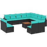  13-dijelni set vrtnih sofa s jastucima poliratan crni | shoptok.hr