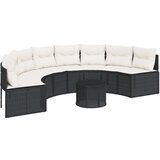 vidaXL Vrtna sofa sa stolom i jastucima polukružna crna od poliratana | shoptok.hr