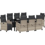 vidaXL 9-delni vrtni jedilni set svetlo sivi poli ratan | Shoptok.si