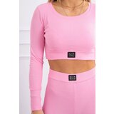 Kesi Striped top set with a blouse in light pink color | Shoptok.si