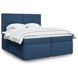 Maison Chic Box spring postelja - Vzmetna postelja z vzmetnico modra 200x200 cm blago SL5288, (21887665) | Shoptok.si