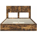  Krevetna konstrukcija s pohranom i uzglavljem Dimljeni hrast Smeđa 160 x 200 cm | Shoptok.si