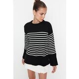 Trendyol Black Oversize Striped Knitwear Sweater Cene