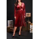 Fenzy Midi Haljina Od Umjetnog Baršuna, Bordo | shoptok.hr