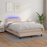  Box spring postelja z vzmetnico LED kapučino 120x200 cm, (20723663) Cene