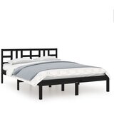 The Living Store Posteljni okvir črn iz trdnega lesa 140x190 cm - Posteljni Okvir, (21527580) | Shoptok.si